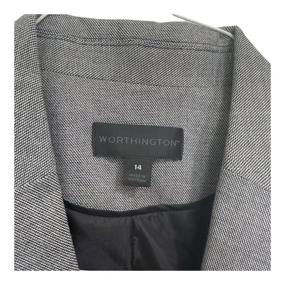 WORTHINGTON Women SZ 14 Gray One Button Front Career Suit Jacket Business Casua - Picture 3 of 13